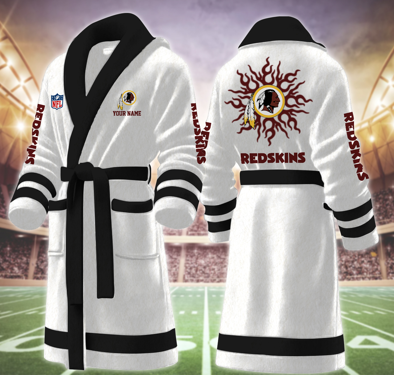 washington redskins nfl personalized fleece bathrobe dgte2