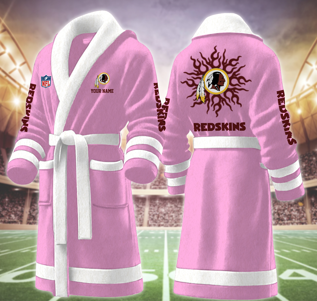 washington redskins nfl personalized fleece bathrobe hakjl