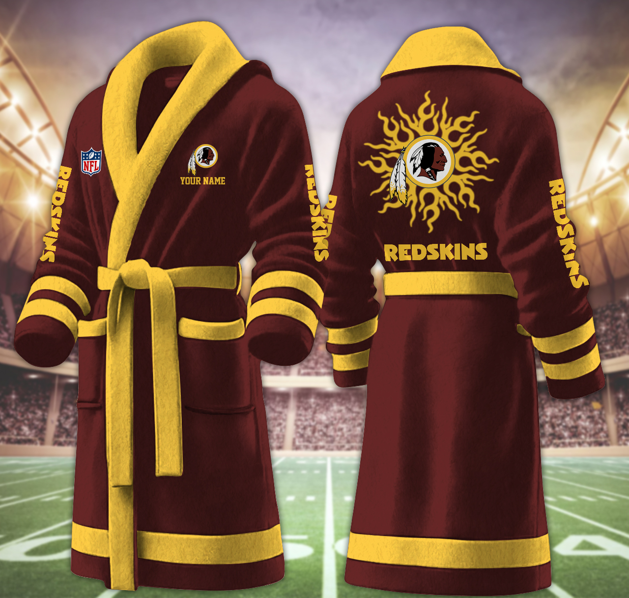 washington redskins nfl personalized fleece bathrobe s8gih