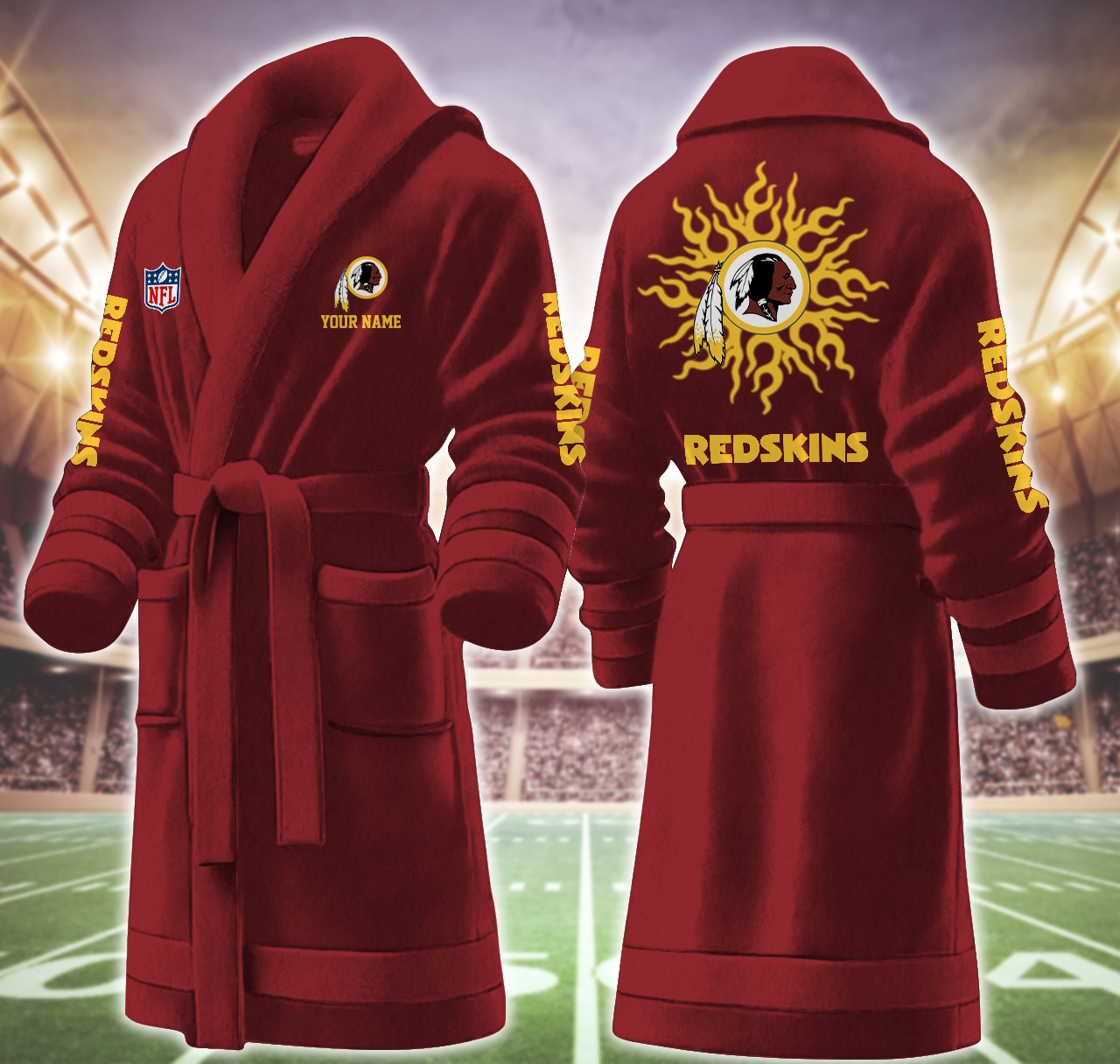 washington redskins nfl personalized fleece bathrobe us6fq