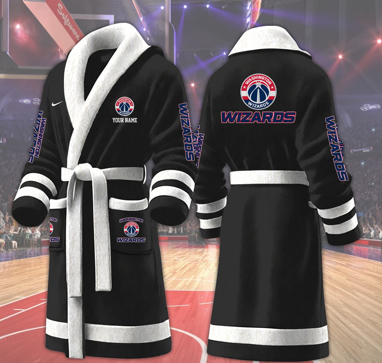 washington wizards nba personalized fleece bathrobe 8clwg