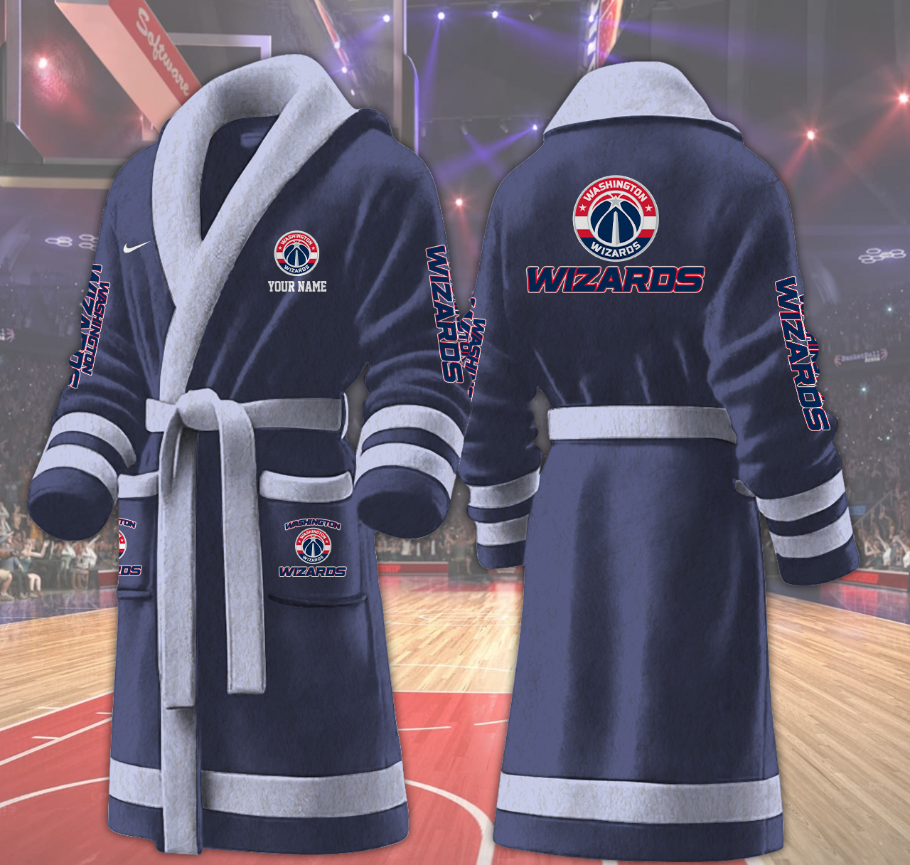 washington wizards nba personalized fleece bathrobe cr0ss