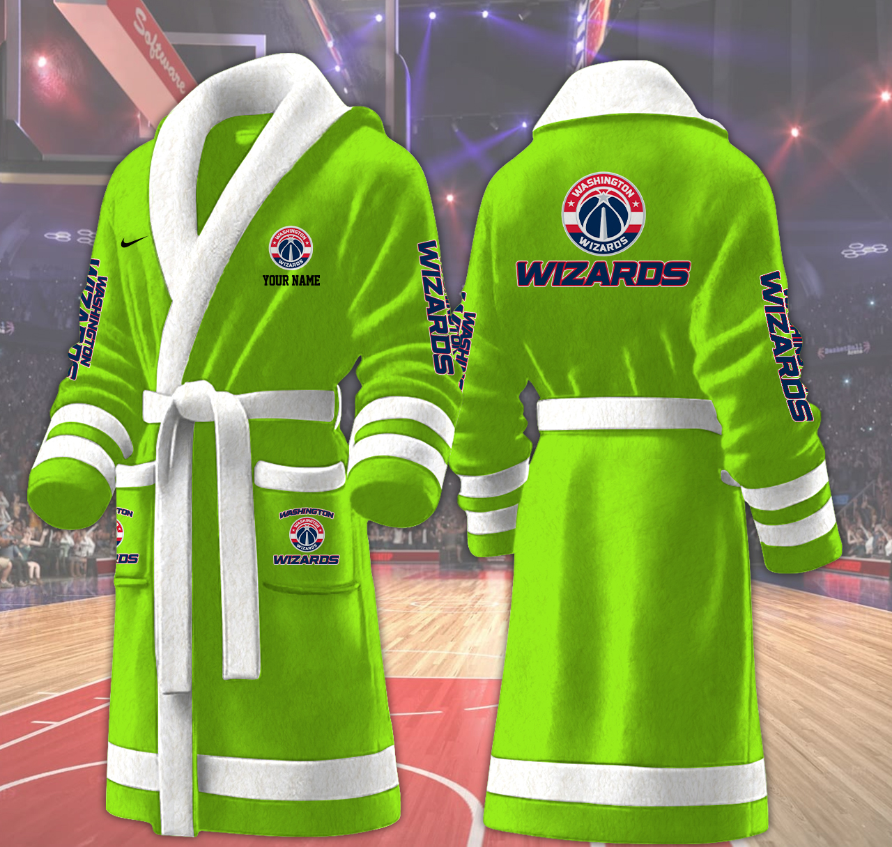 washington wizards nba personalized fleece bathrobe sofbp