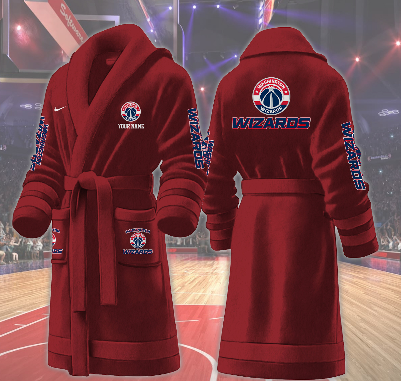 washington wizards nba personalized fleece bathrobe t1yqg