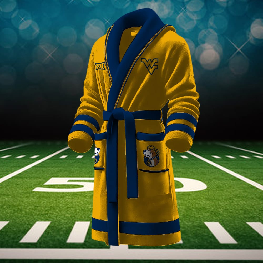 west virginia mountaineers ncaa personalized fleece bathrobe tbgnu