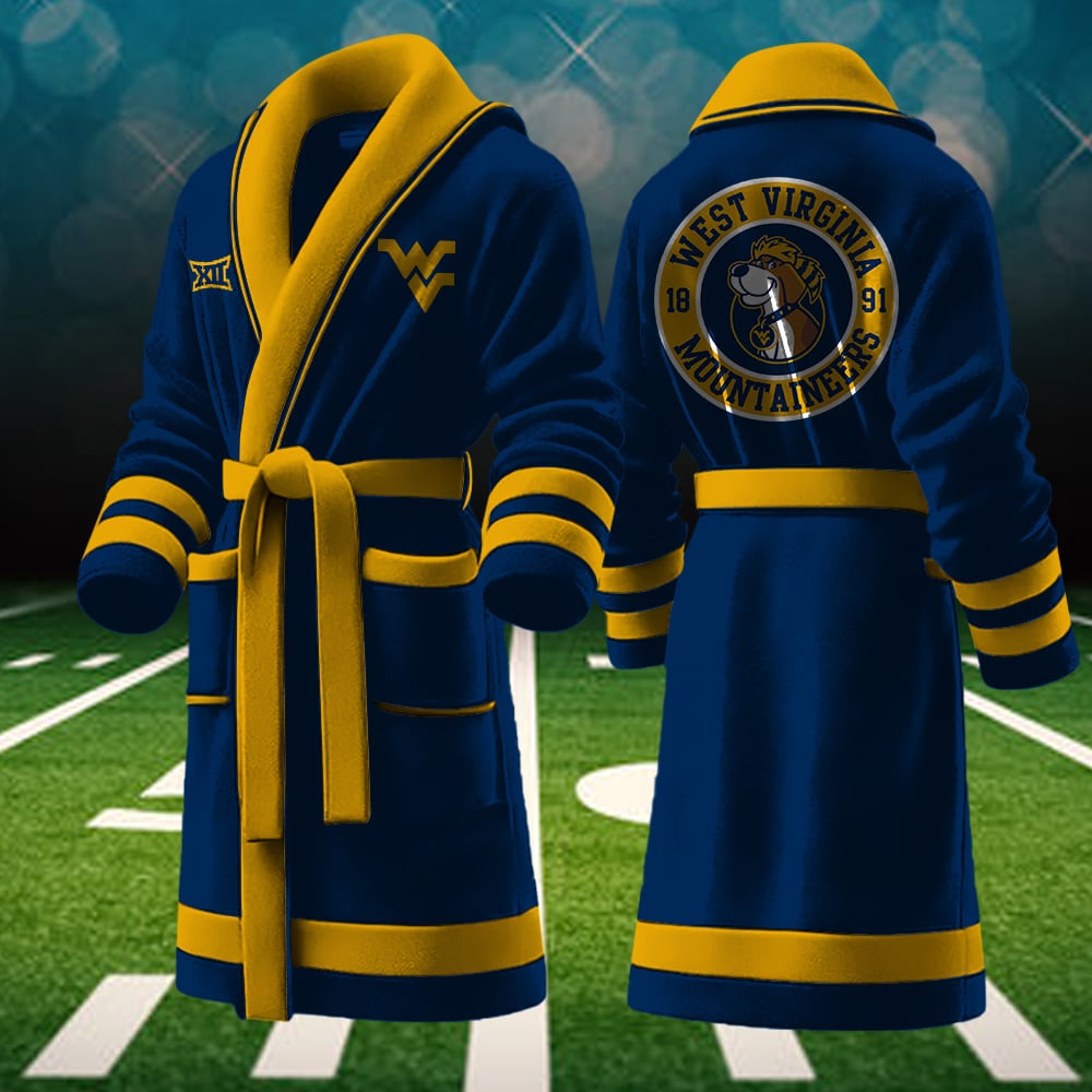 west virginia mountaineers ncaa personalized fleece bathrobe wazou