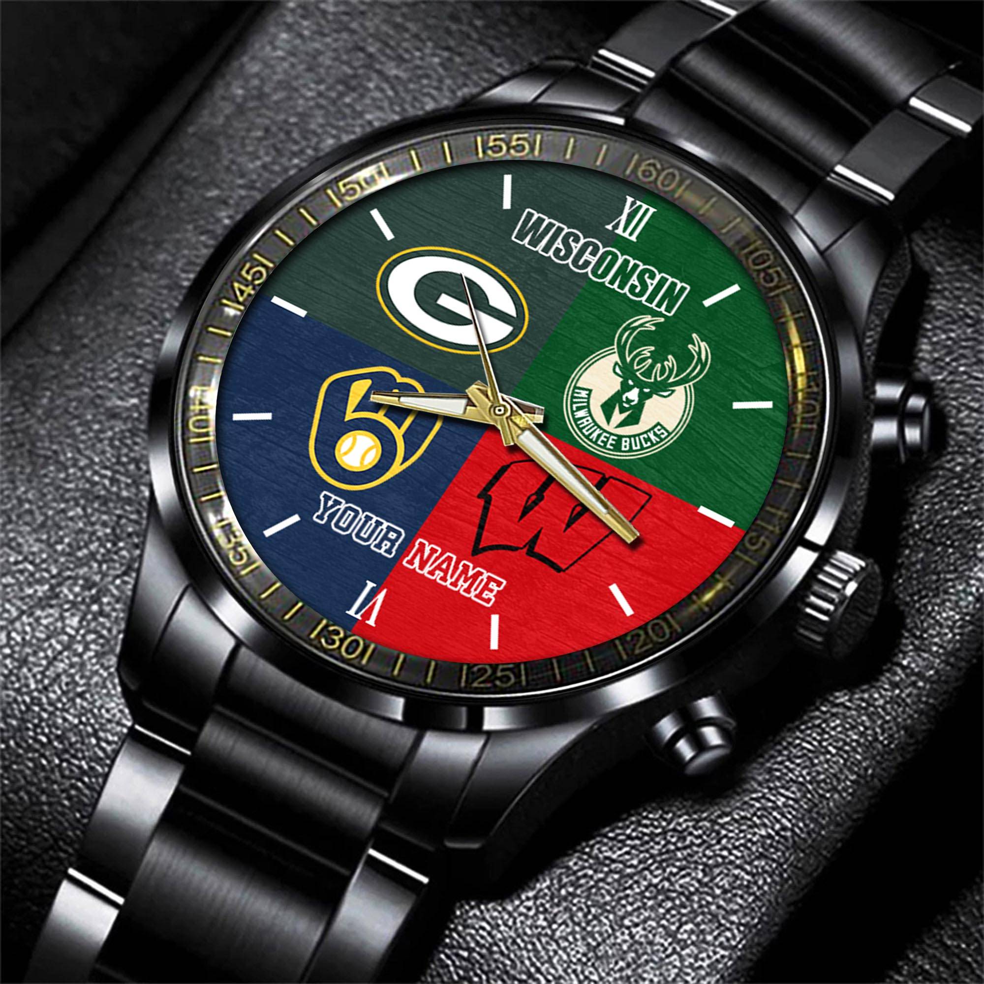 wisconsin badgers nfl personalized sport black watch gifts for fans xuodh