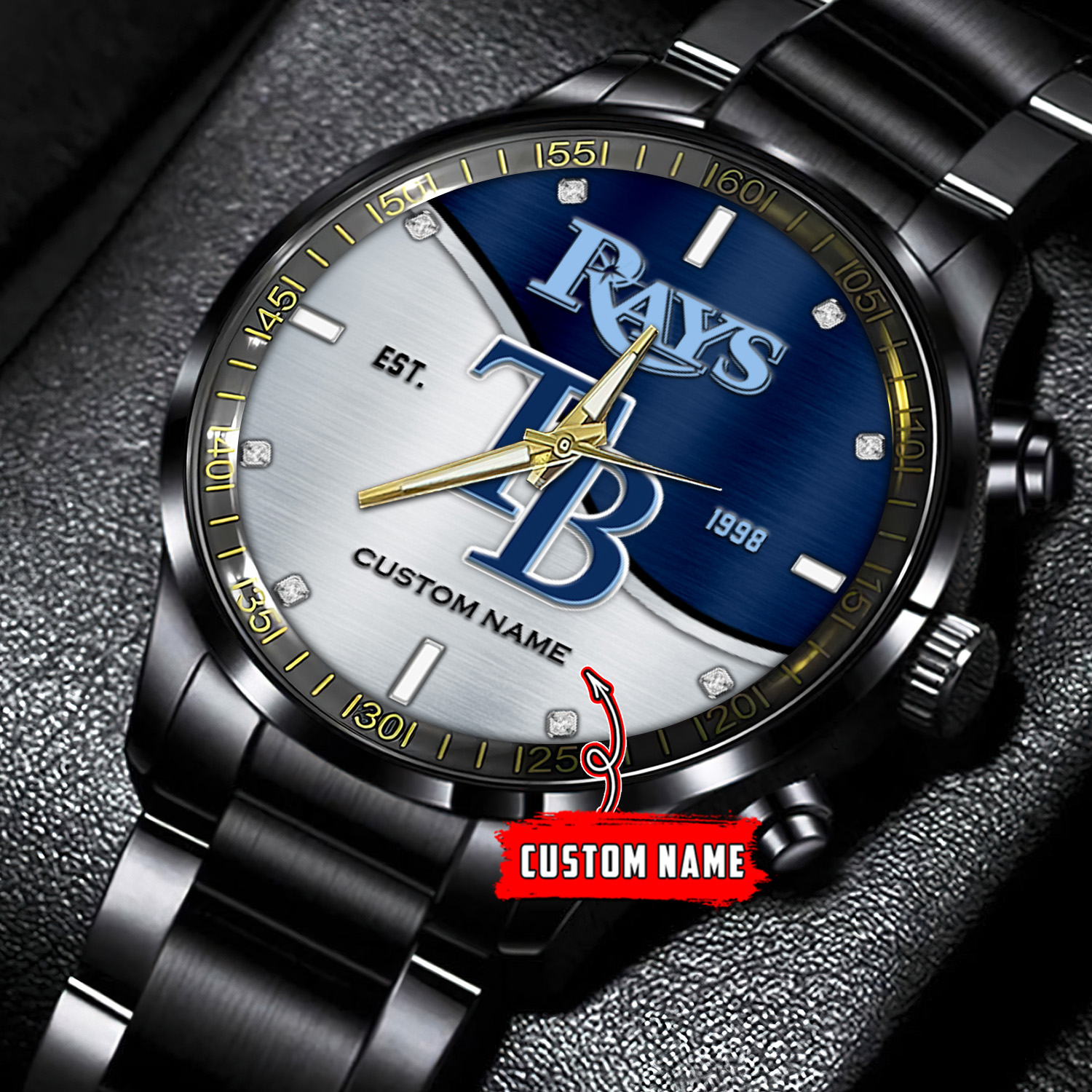 jwfancy tampa bay rays mlb personalized black stainless steel watch for fan kzz62