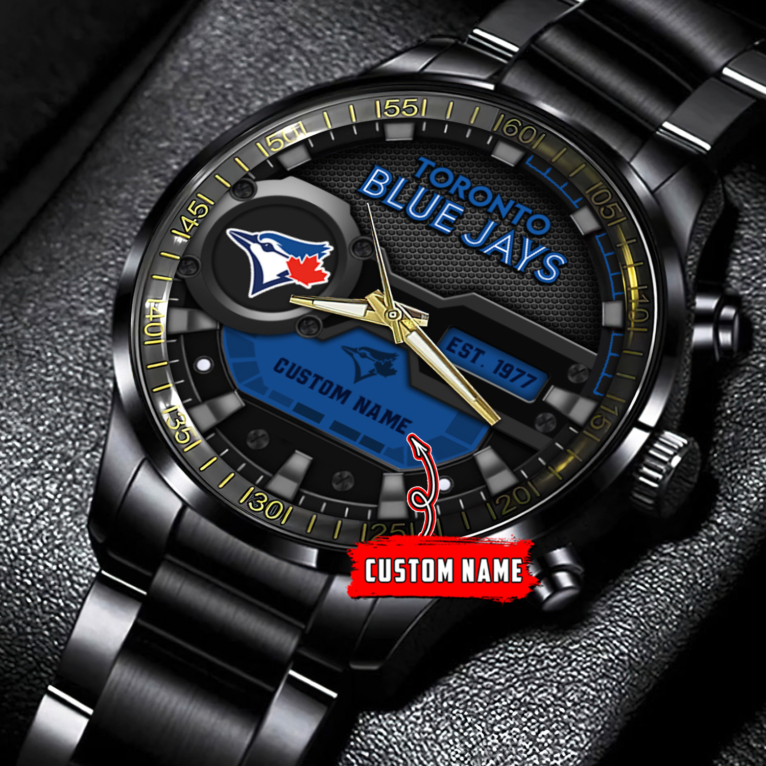 jwfancy toronto blue jays mlb personalized black stainless steel watch for fan ivdih