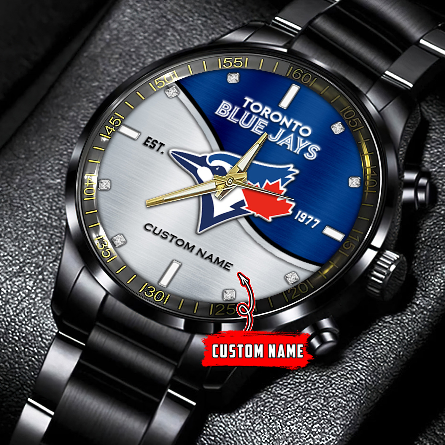 jwfancy toronto blue jays mlb personalized black stainless steel watch for fan kjdkp