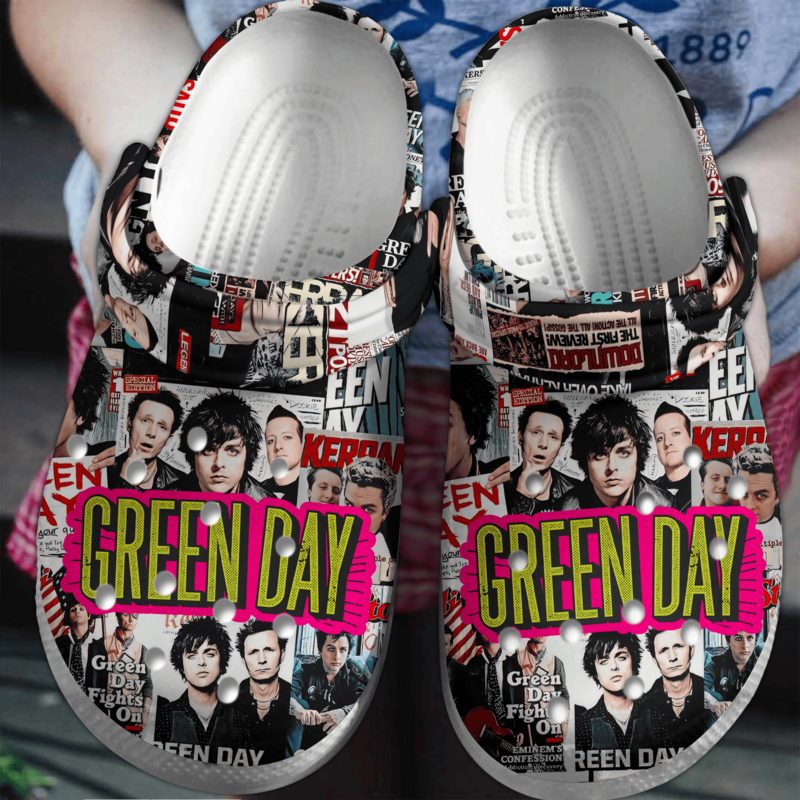 3d printed green day music band black clogs for kids 26 adults pqibj