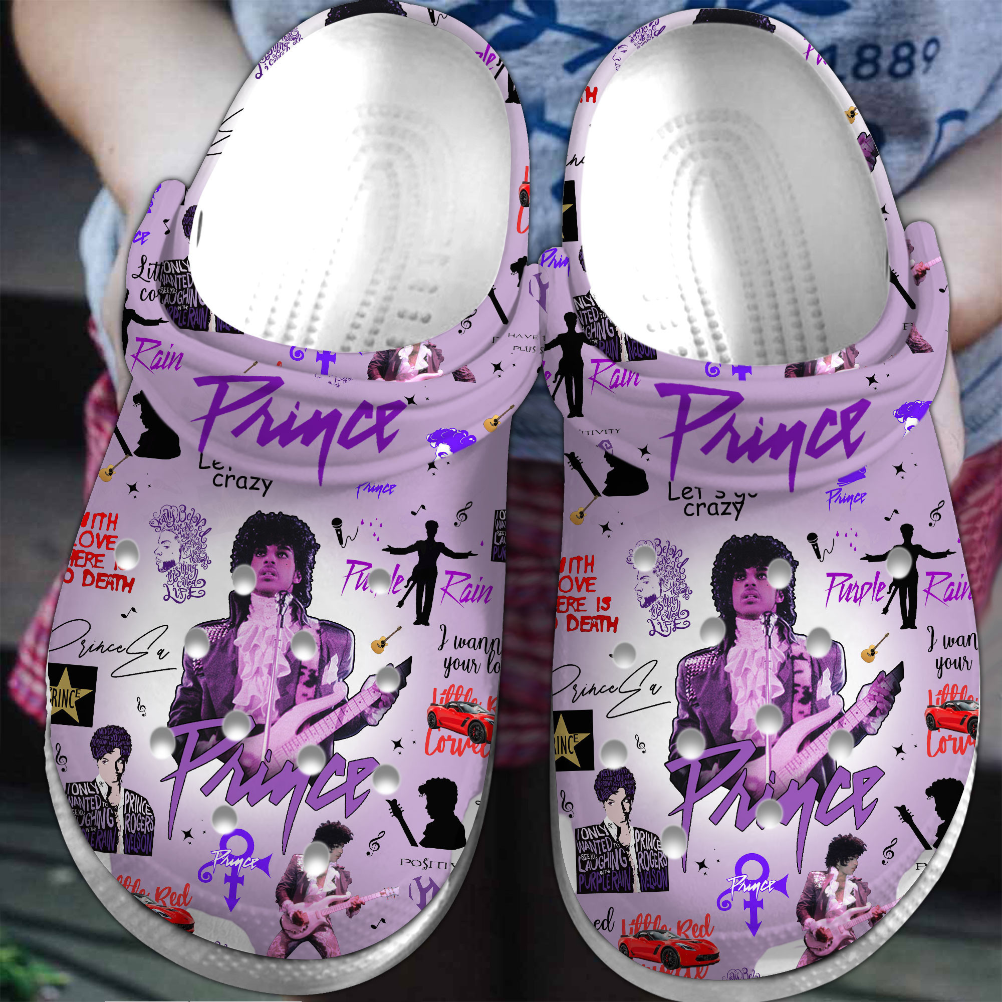 3d printed light violet shoes prince music clogs p7sgf