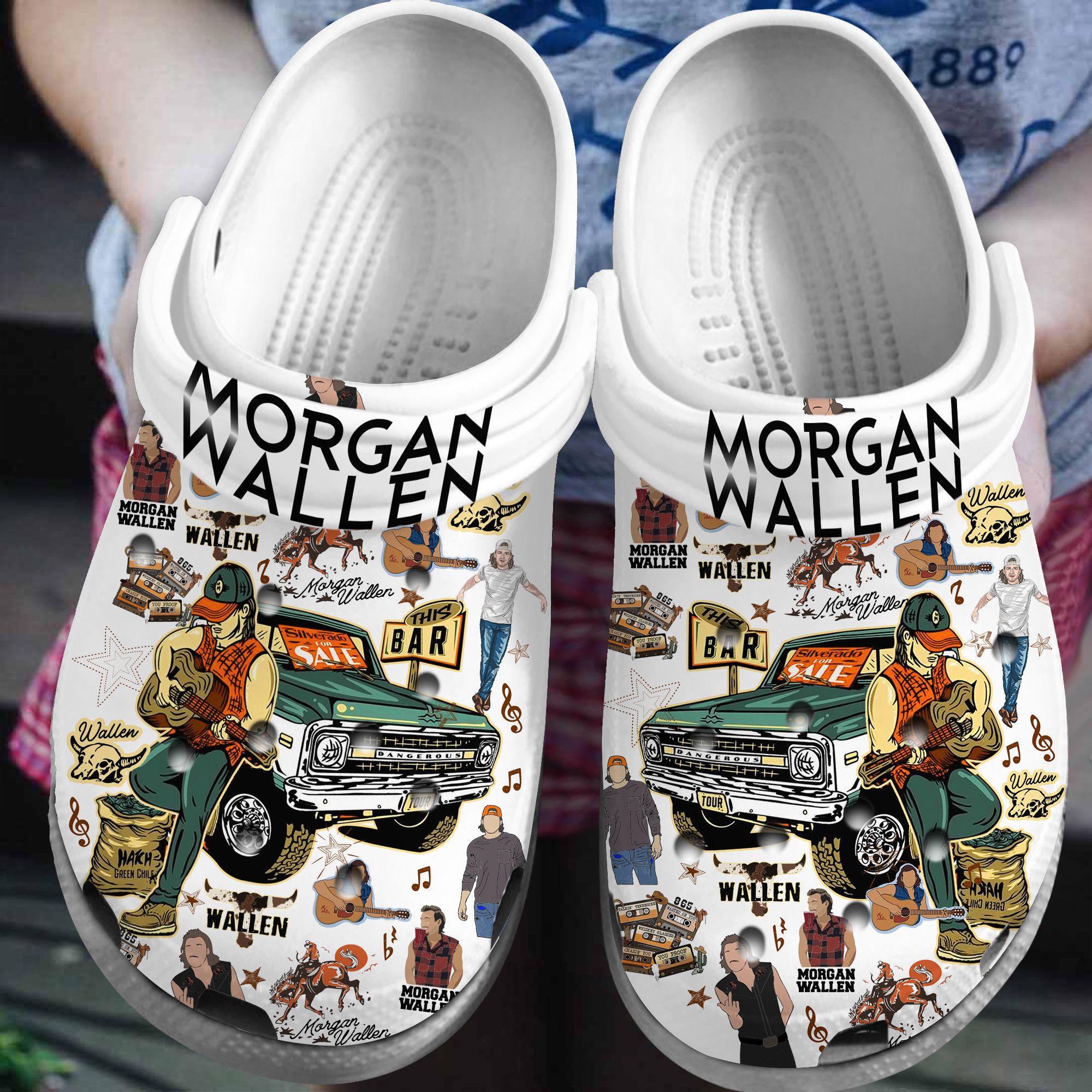 3d printed morgan wallen white clogs for kids 26 adluts 9yvmm