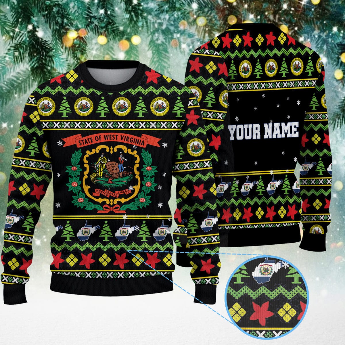 5ujiwyiC Personalized West Virginia Flag Christmas Knitted Sweater 1