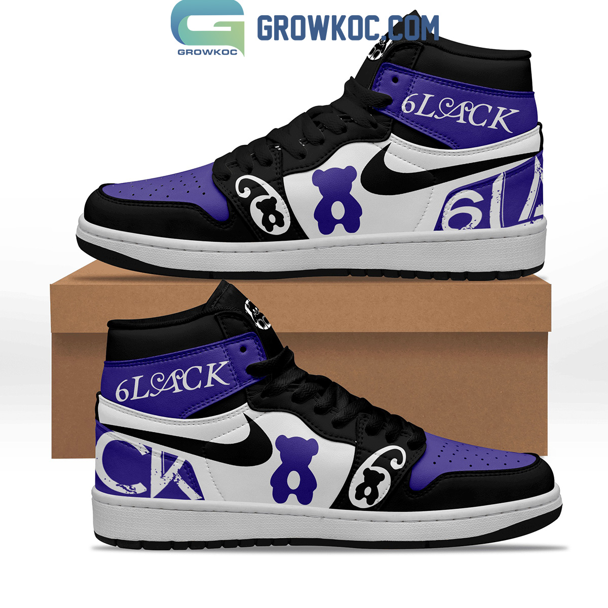 6LACK Stay Down Purple Teddy Bear Fan Air Jordan 1 Shoes2B1 FqY6x