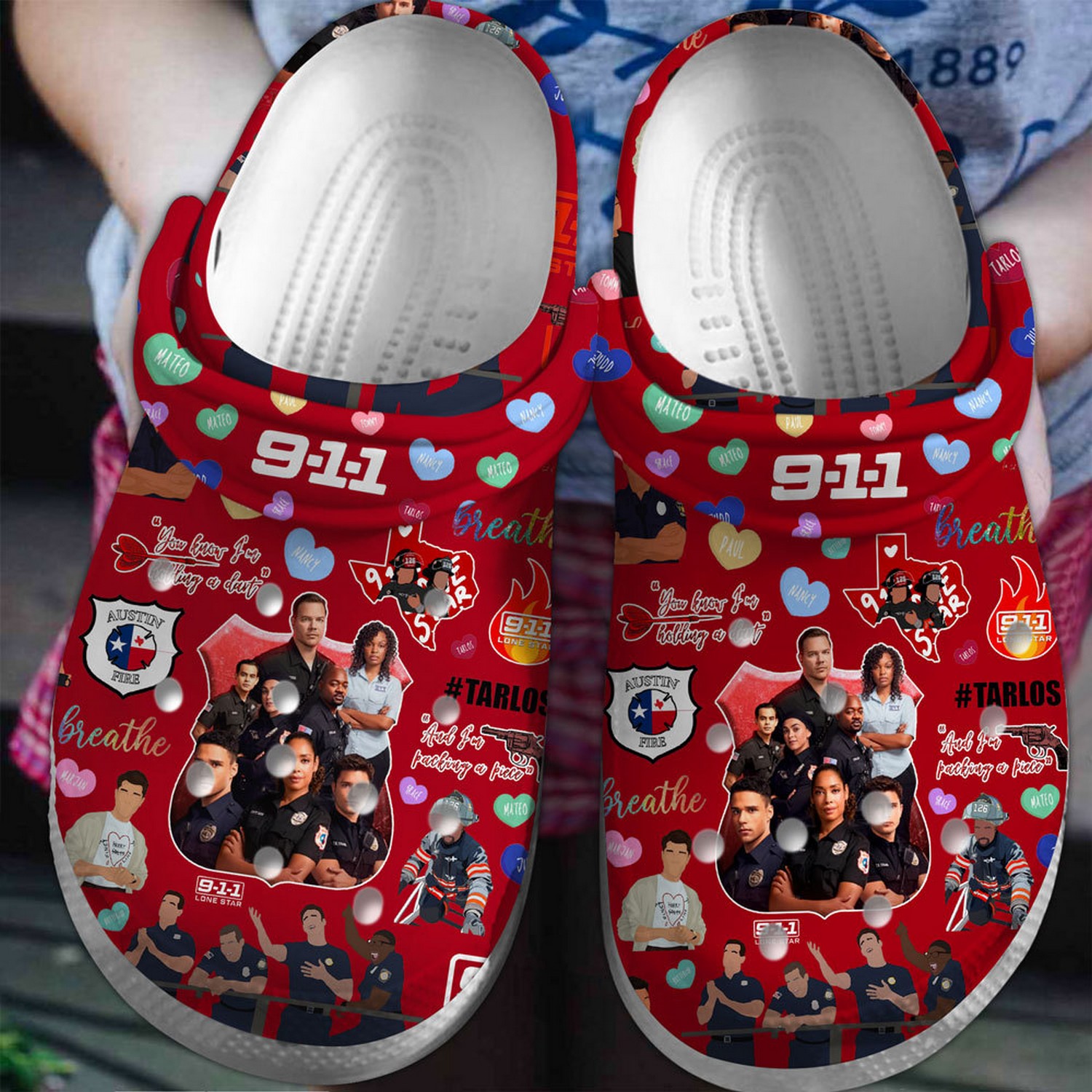 911 lone star tv series red clogs for kids and adults 4pdhl
