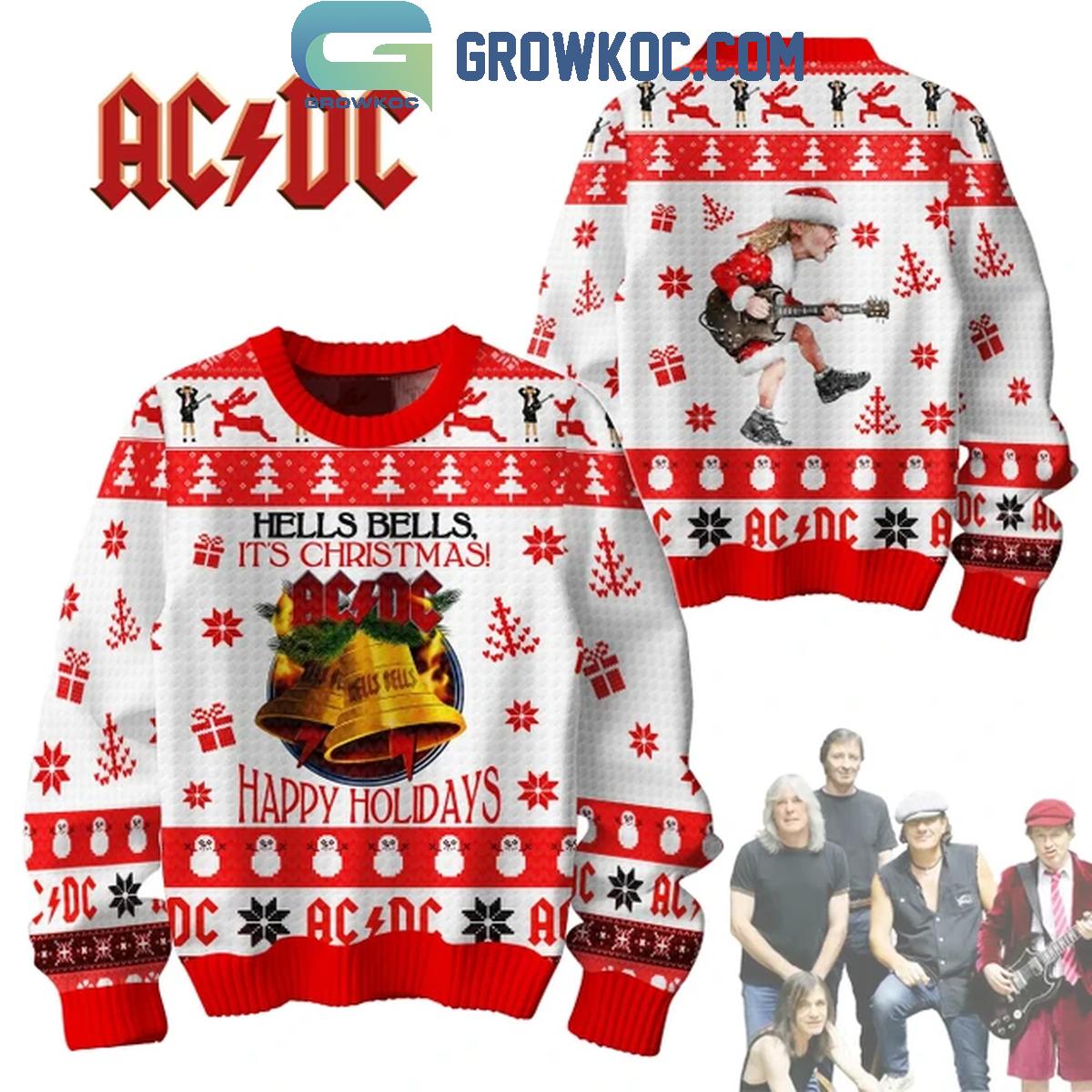 ACDC Hells Bell ItE28099s 2024 Christmas Happy Holidays Ugly Sweater 1 cwxVS