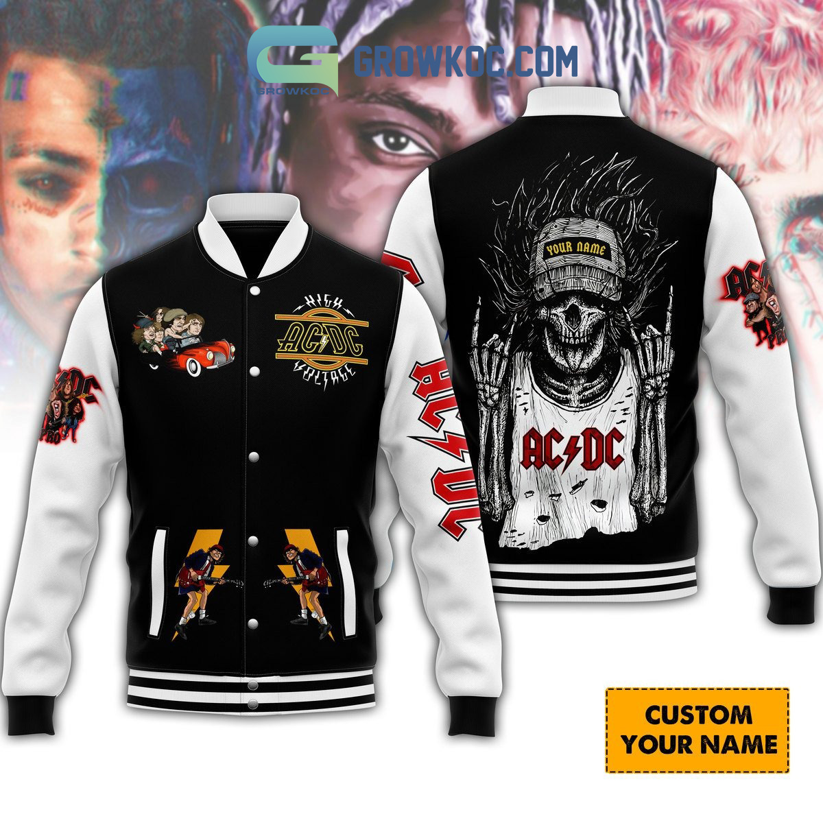 ACDC High Voltage Personalized Baseball Jacket2B1 UV4Oq