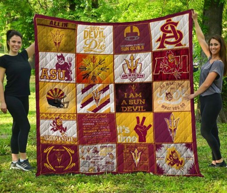 ASU Ncaa Arizona State Sun Devils Combined Quilt Blanket Bedding Set 0