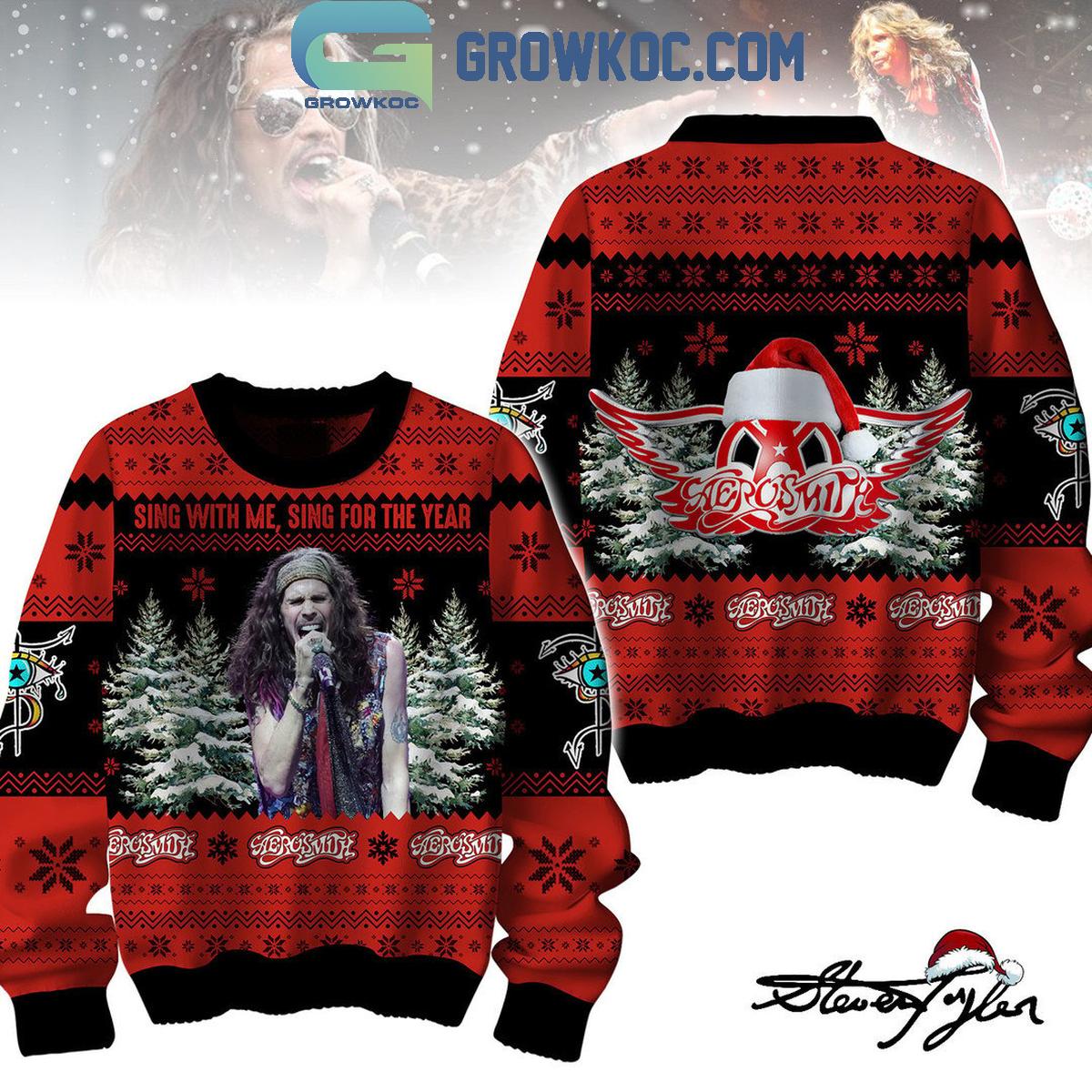 Aerosmith Sing With Me Sing For The Year 2024 Christmas Ugly Sweater 1 fBHwz