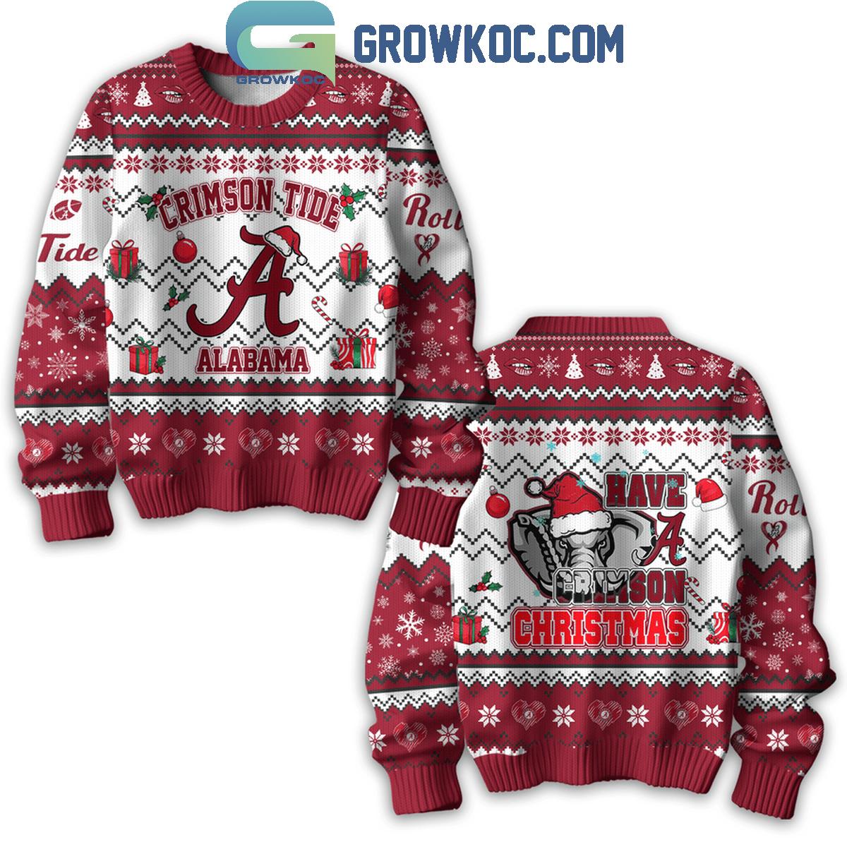 Alabama Crimson Tide Christmas Time Have A Crimson Christmas Ugly Sweater 1 Ct6UG