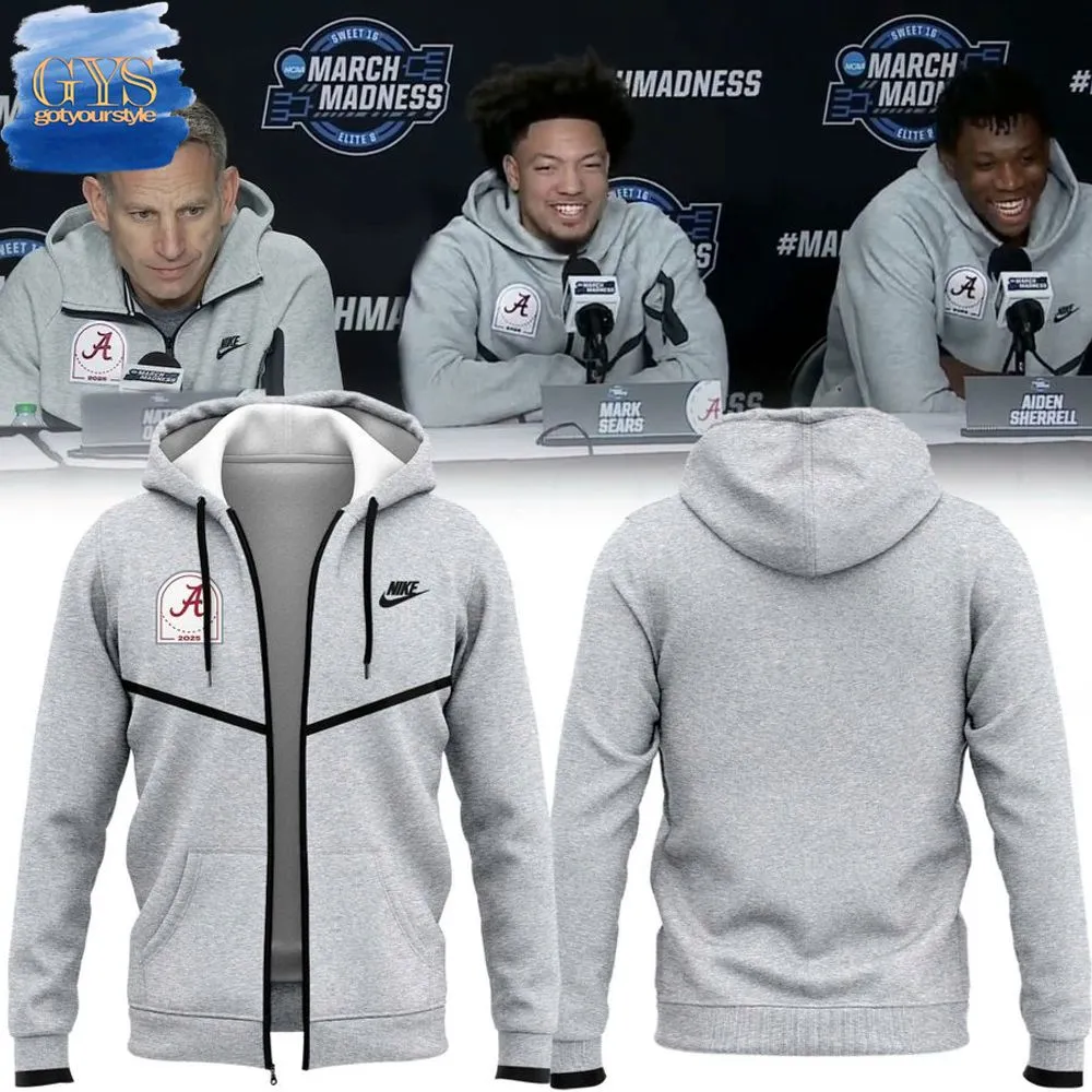 Alabama Crimson Tide Grey Uniform 2025 Zip Hoodie 3
