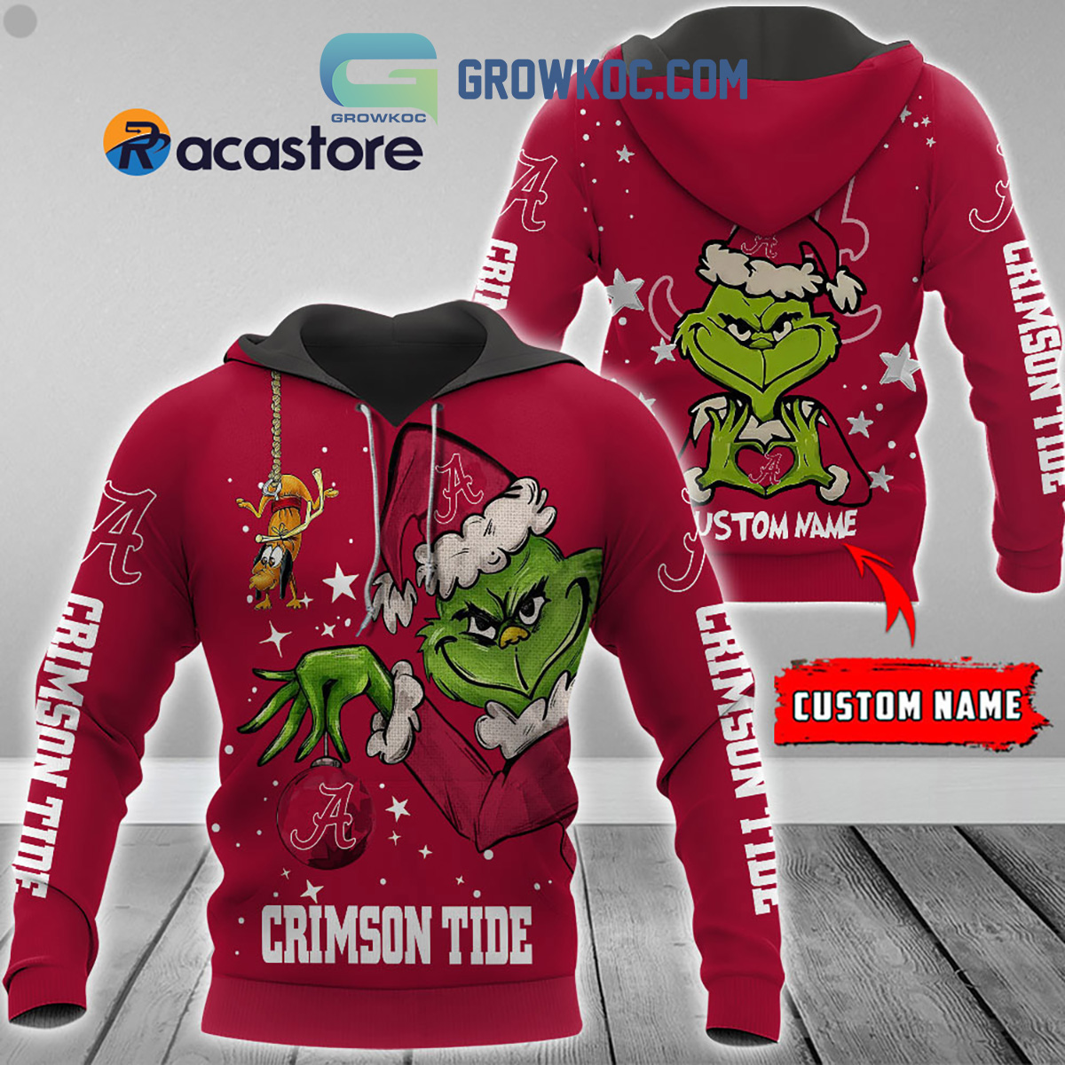 Alabama Crimson Tide Grinch Christmas Personalized NCAA Hoodie Shirts2B1 LvOWH