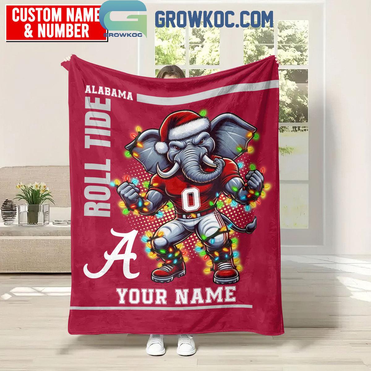 Alabama Crimson Tide Roll Tide Christmas 2024 Personalized Fleece Blanket Quilt 1 3yHhI