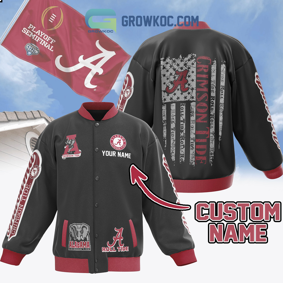 Alabama Crimson Tide Roll Tide Personalized Baseball Jacket2B1 dfGPH