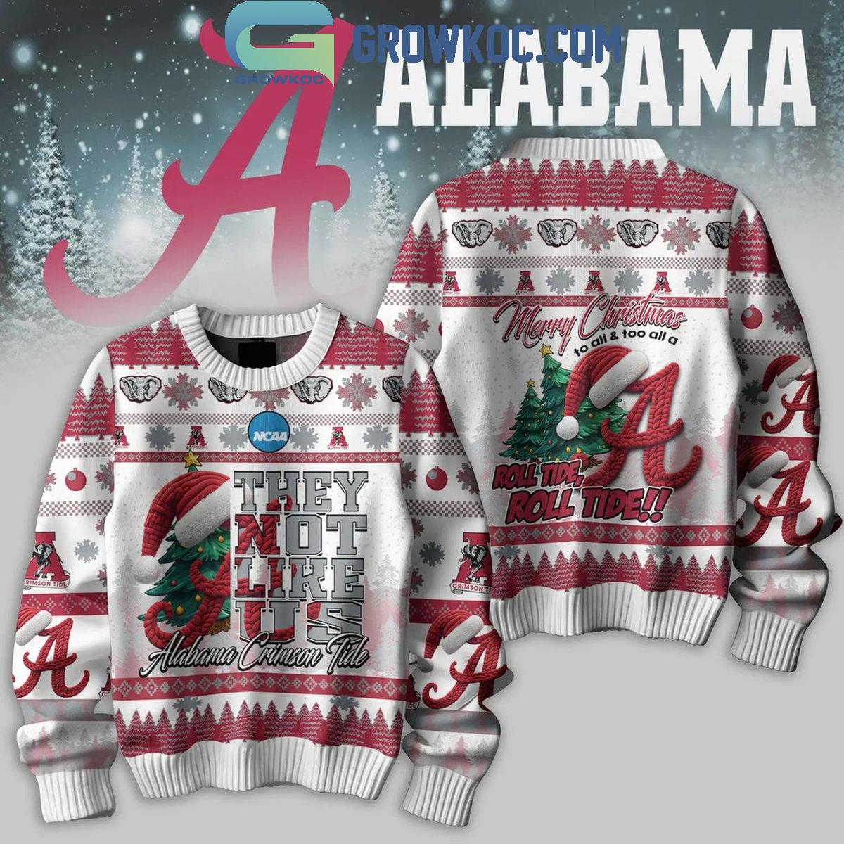 Alabama Crimson Tide They Not Like Us Merry Christmas To All Ugly Sweater 1 FIexe