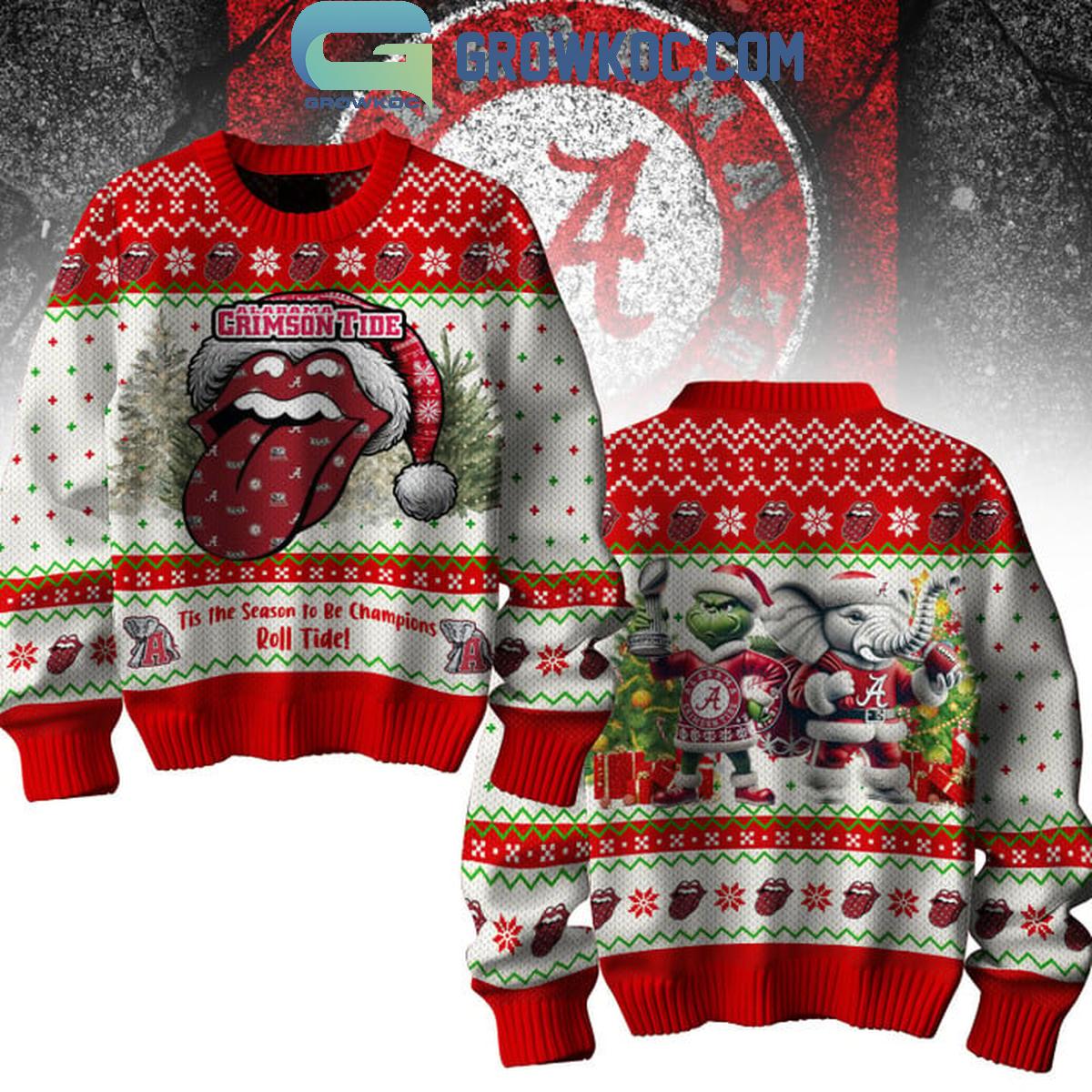 Alabama Crimson Tide Tis The Season To Be Champions Christmas Ugly Sweater 1 FcBE9