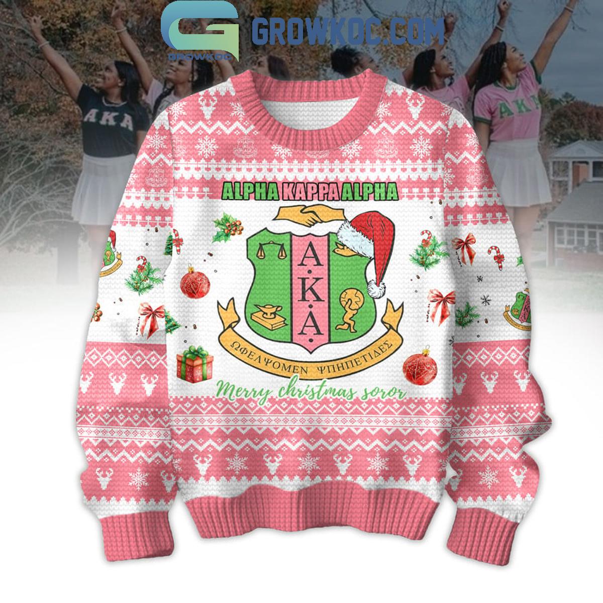 Alpha Kappa Alpha Merry Christmas Soror 2024 Ugly Sweater 1 lZBQU