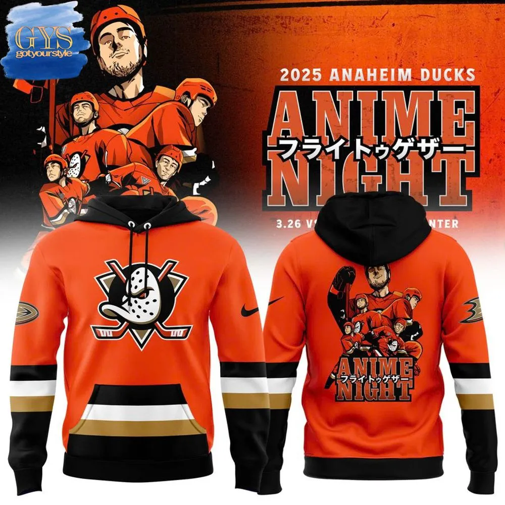 Anaheim Ducks Anime Night Hoodie 2025 1