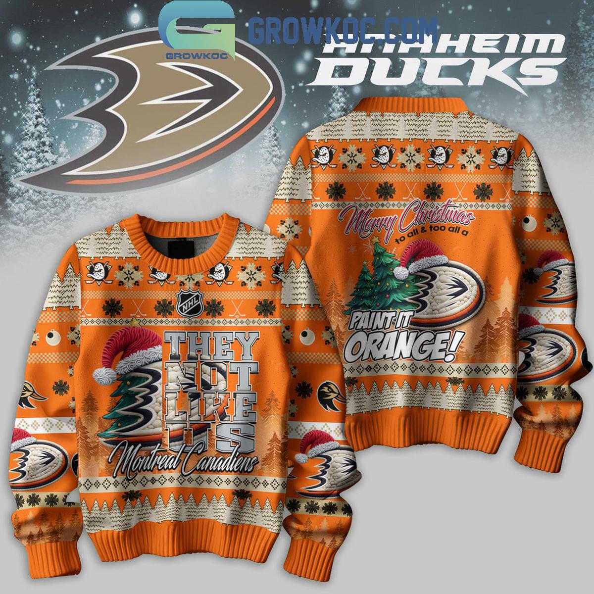 Anaheim Ducks They Not Like Us Paint It Orange Merry Christmas Ugly Sweater 1 BSsJn
