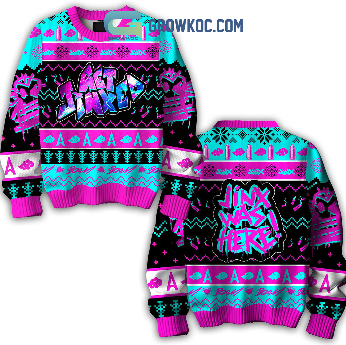Arcane League Of Legends Jinx Was Here 2024 Christmas Fan Ugly Sweater2B1 5wGVt
