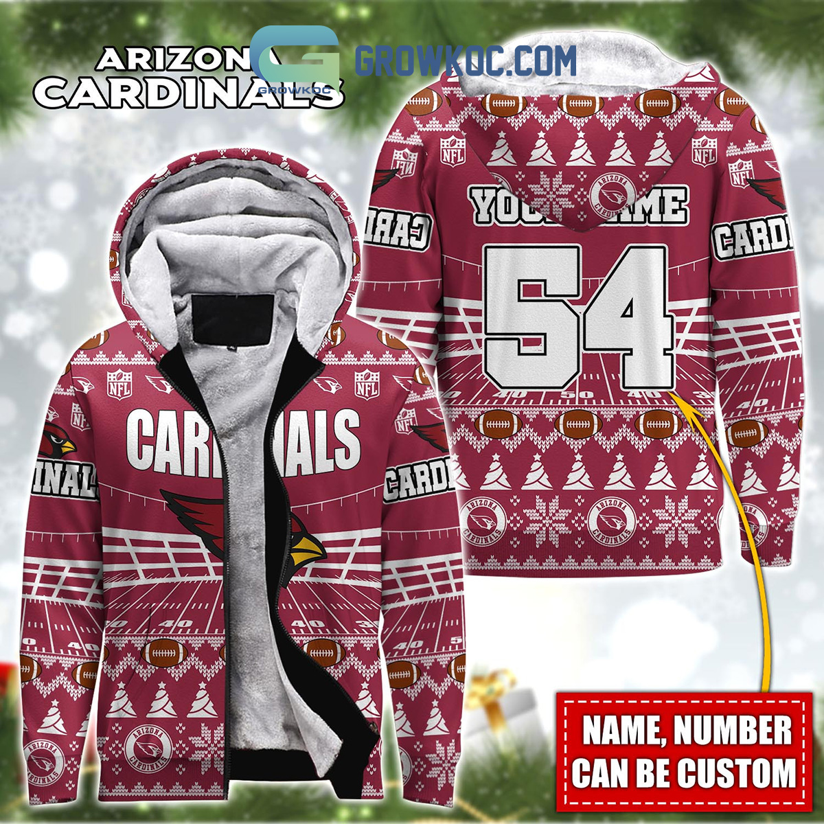 Arizona Cardinals NFL Christmas Personalized Hoodie Zipper Fleece Jacket2B1 1fFLK