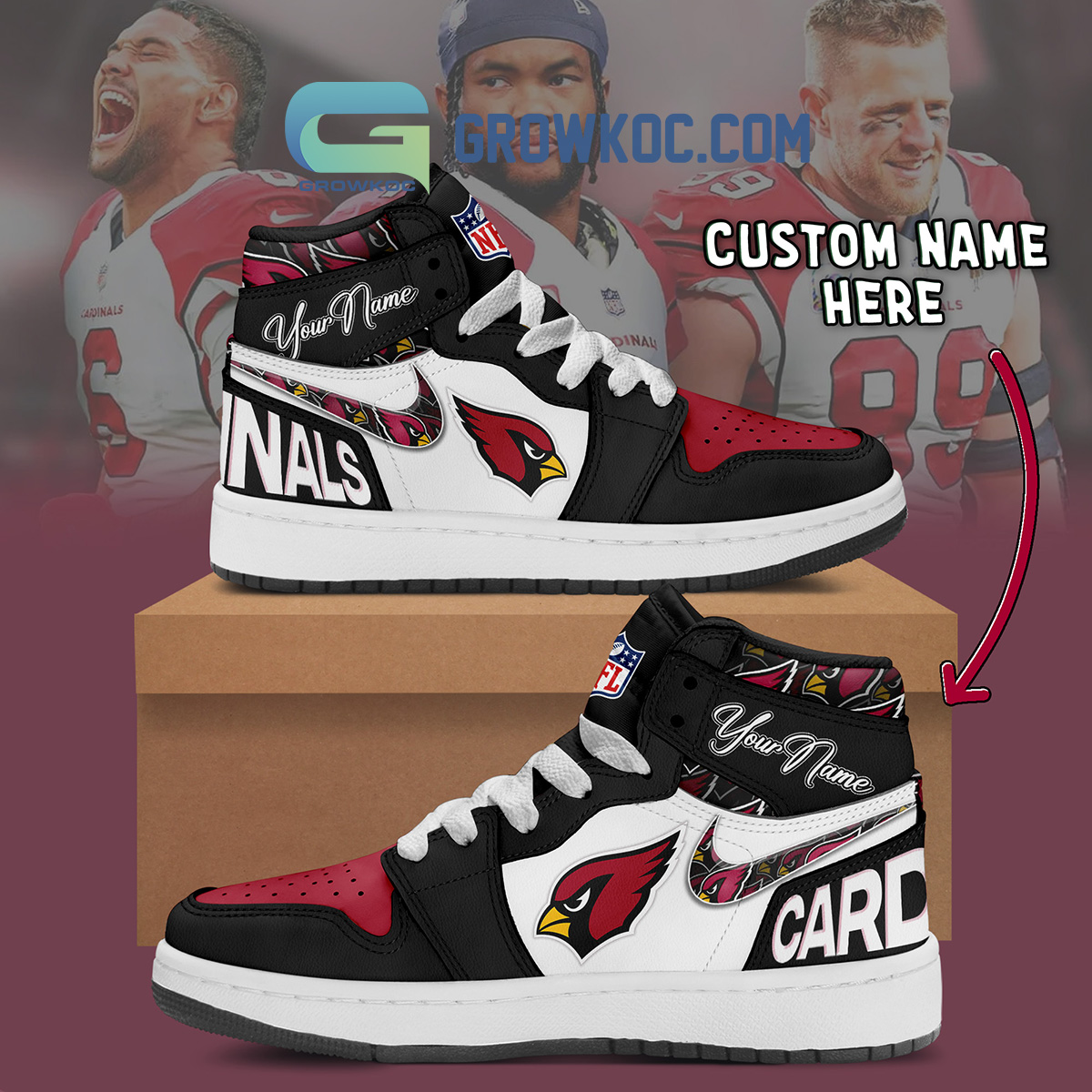 Arizona Cardinals Personalized Air Jordan 1 High Top Shoes Sneakers2B1 0hn4I