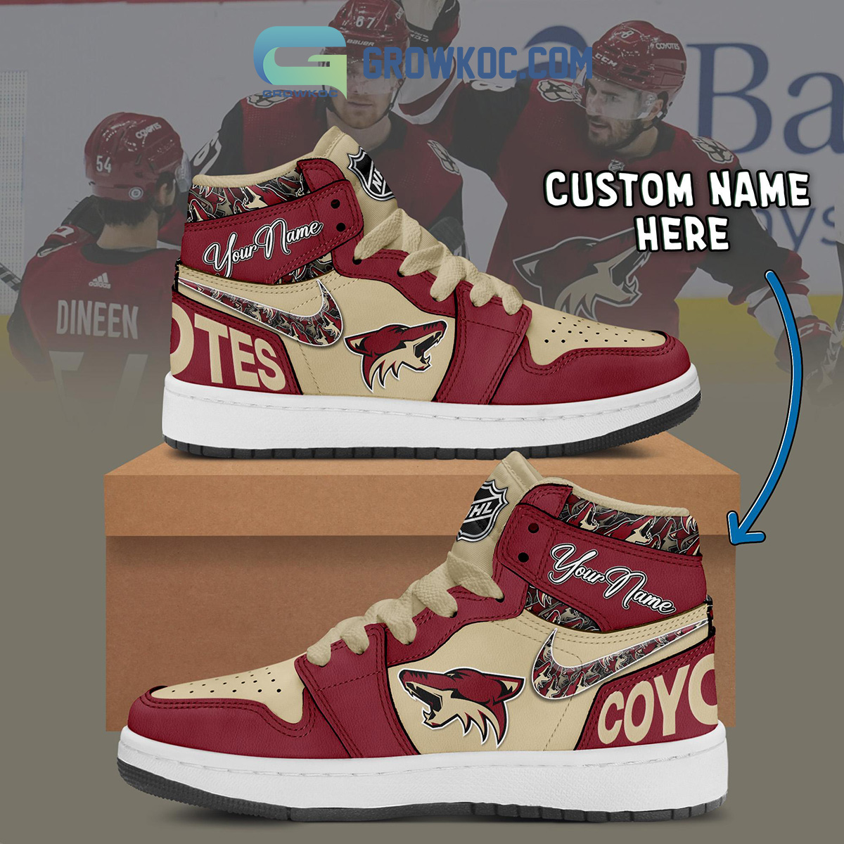 Arizona Coyotes NHL Personalized Air Jordan 1 Shoes2B1 T2i4b