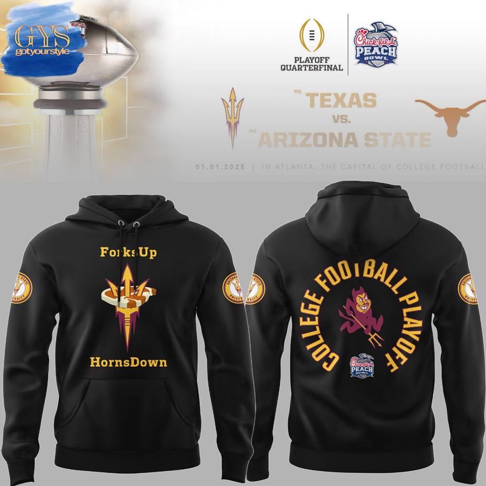 Arizona State Sun Devil NCAA 2024 Forks Up Horns Down Hoodie 3