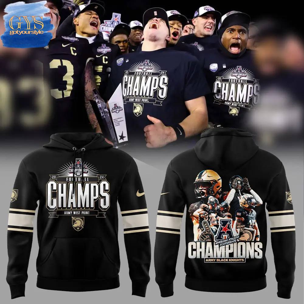 Army Black Knights 2024 AAC Football Conference Champions Hoodie Set 1