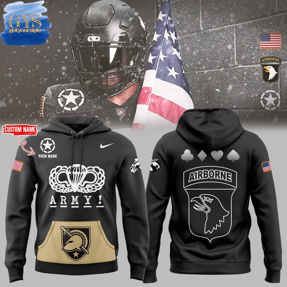 Army Black Knights Airborne Limited Edition Custom Name Hoodie 1