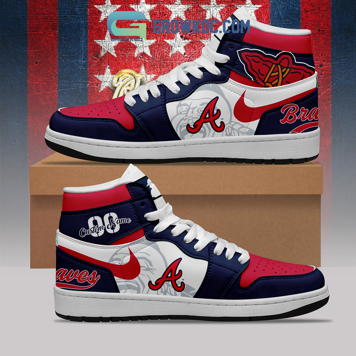 Atlanta Braves MLB Personalized Air Jordan 1 Shoes2B1 w8qVp