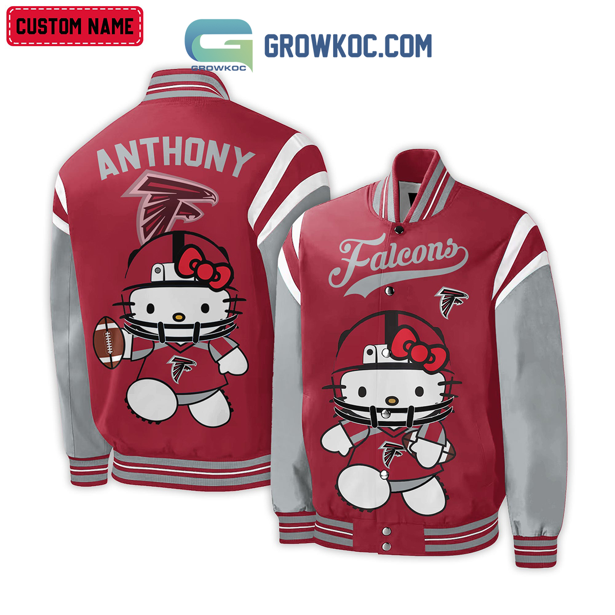 Atlanta Falcons NFL Hello Kitty Personalized Baseball Jacket2B1 vgfBz