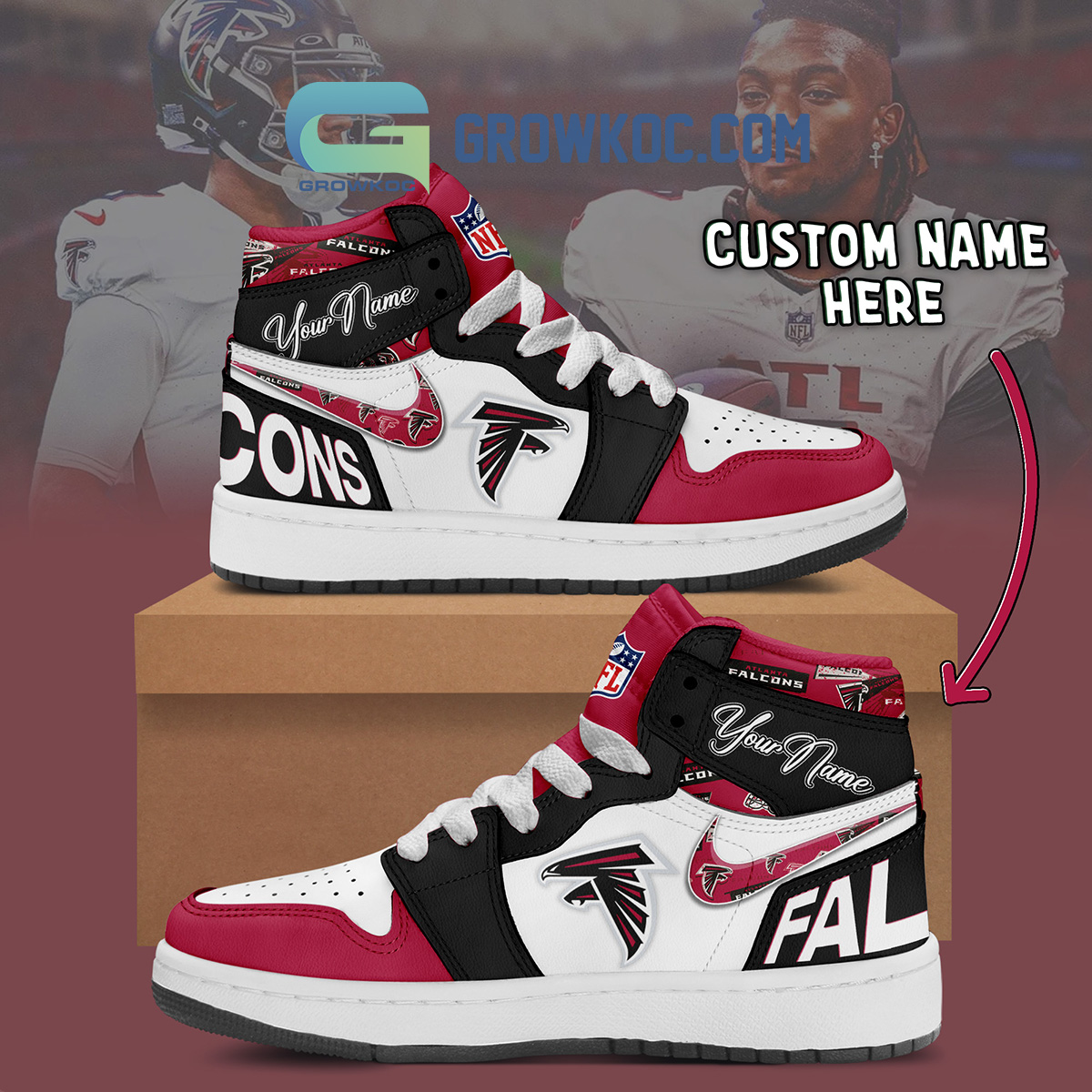 Atlanta Falcons Personalized Air Jordan 1 High Top Shoes Sneakers2B1 Aq5Ql