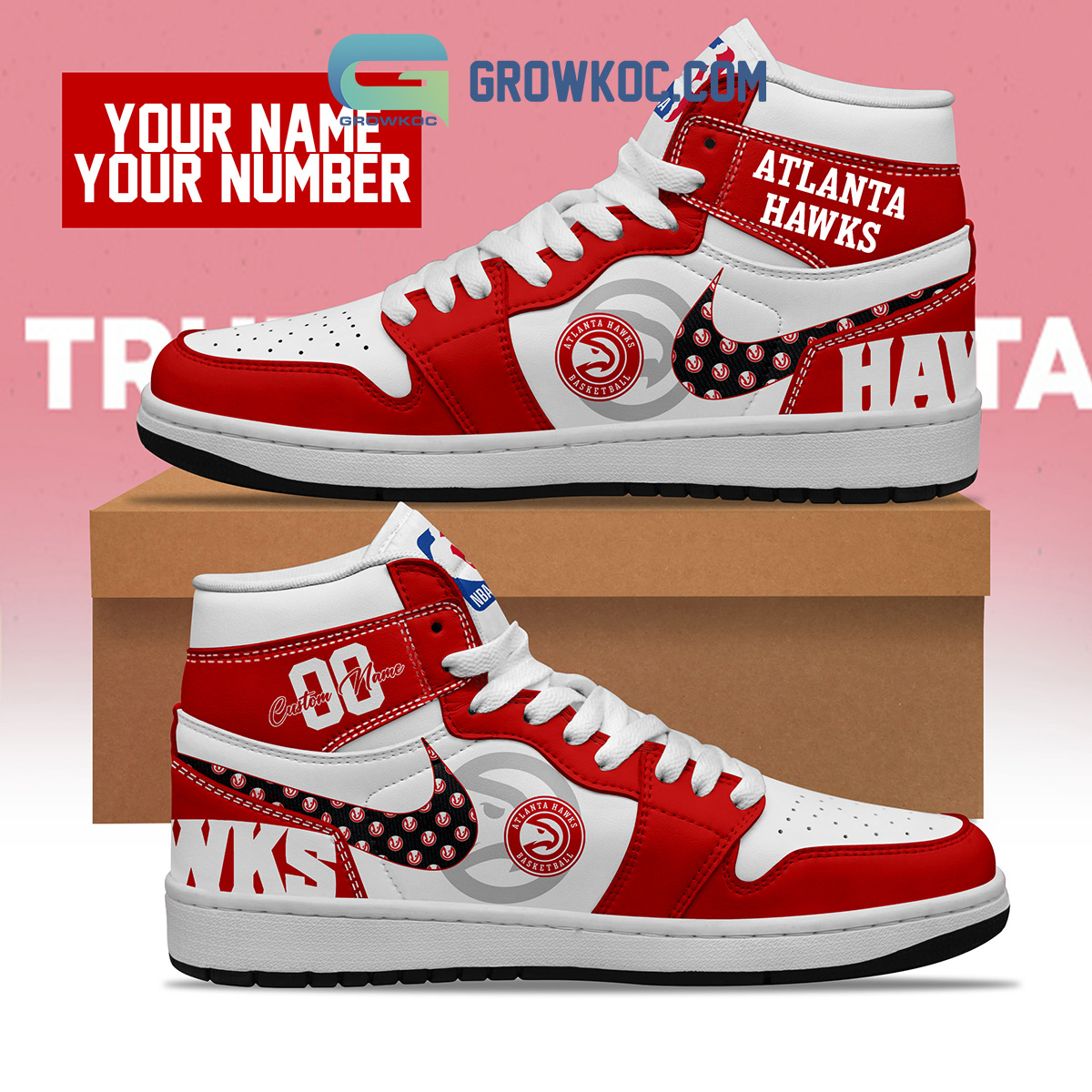 Atlanta Hawks NBA Personalized Air Jordan 1 Shoes2B1 mW9Qk