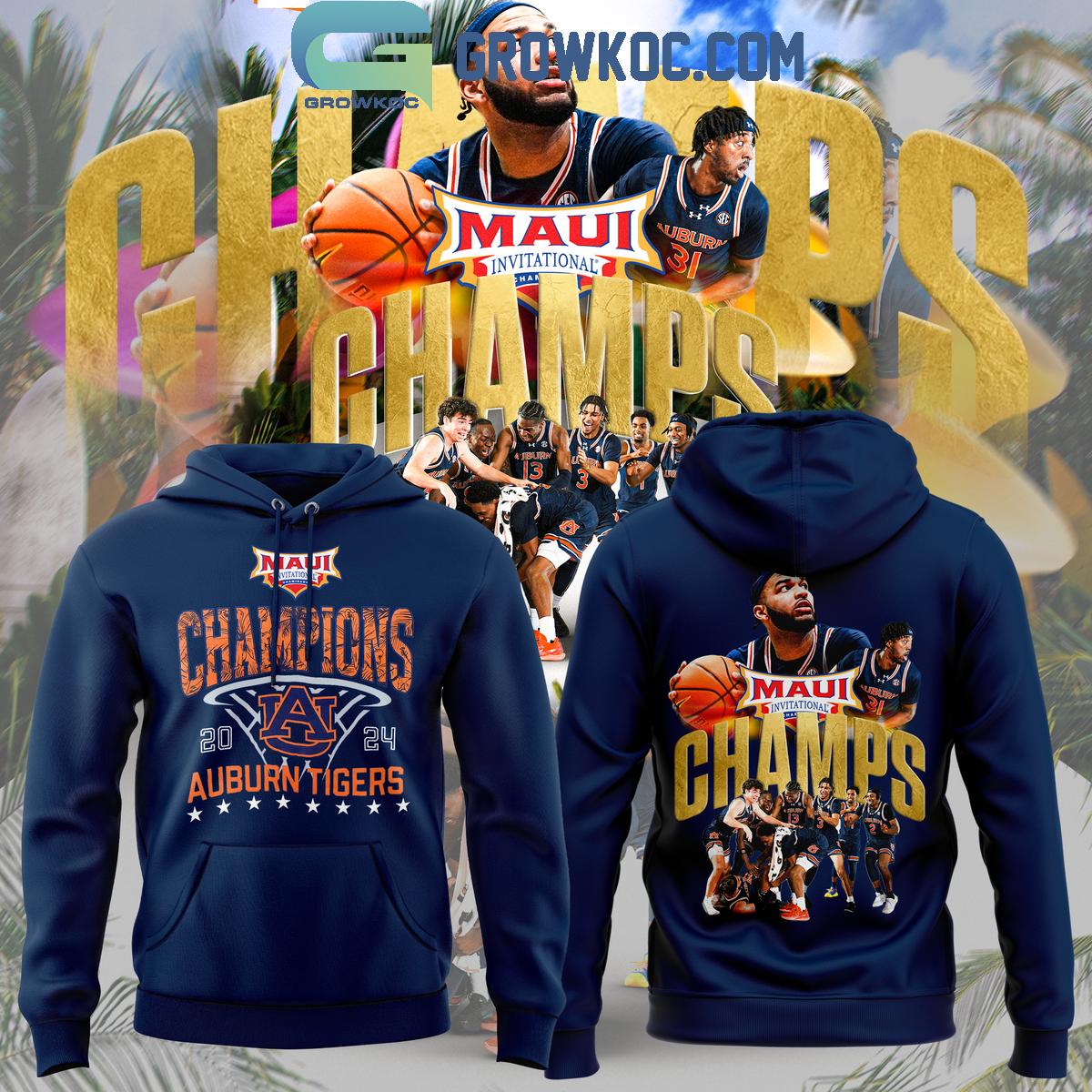 Auburn Tigers 2024 Champions MenE28099s Basketball Maui Invitation Hoodie T Shirt 1 rSFi6