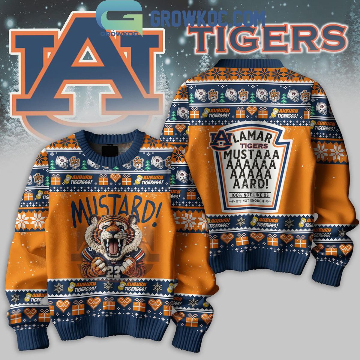 Auburn Tigers Mustard Kendrick Lamar Christmas Ugly Sweater 1 um1l9