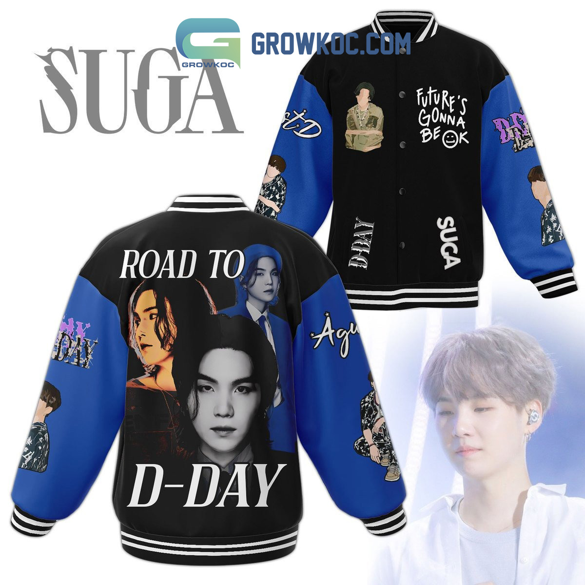 BTS Suga Road To D Day Futures Gonna Be OK Baseball Jacket2B1 QUVau