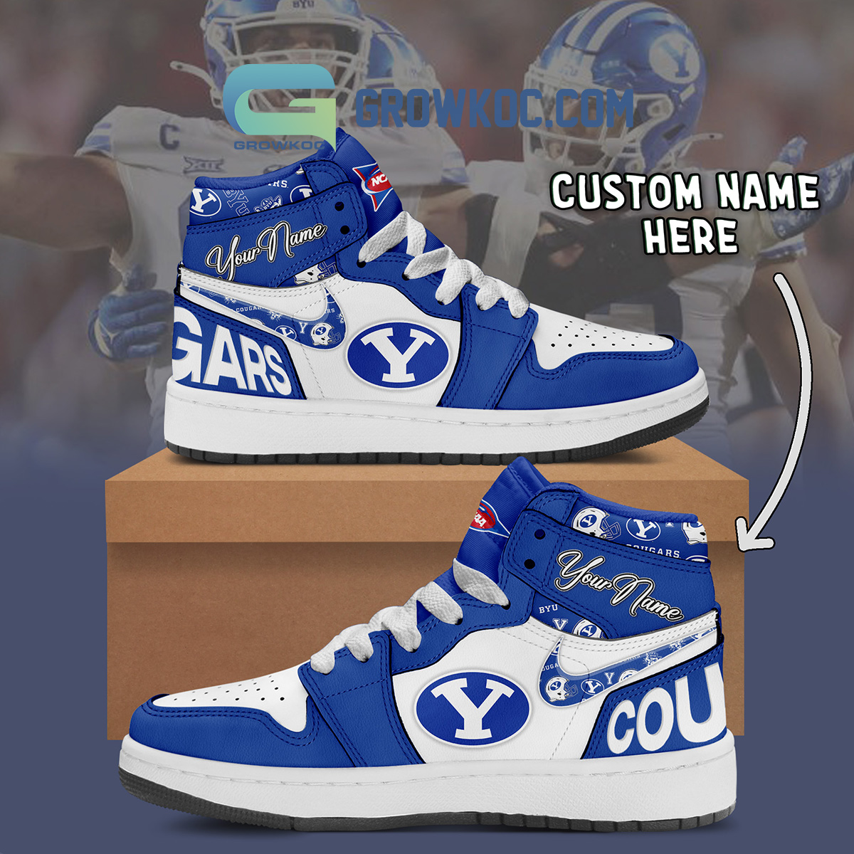 BYU Cougars NCAA Personalized Air Jordan 1 Shoes2B1 OSfmP