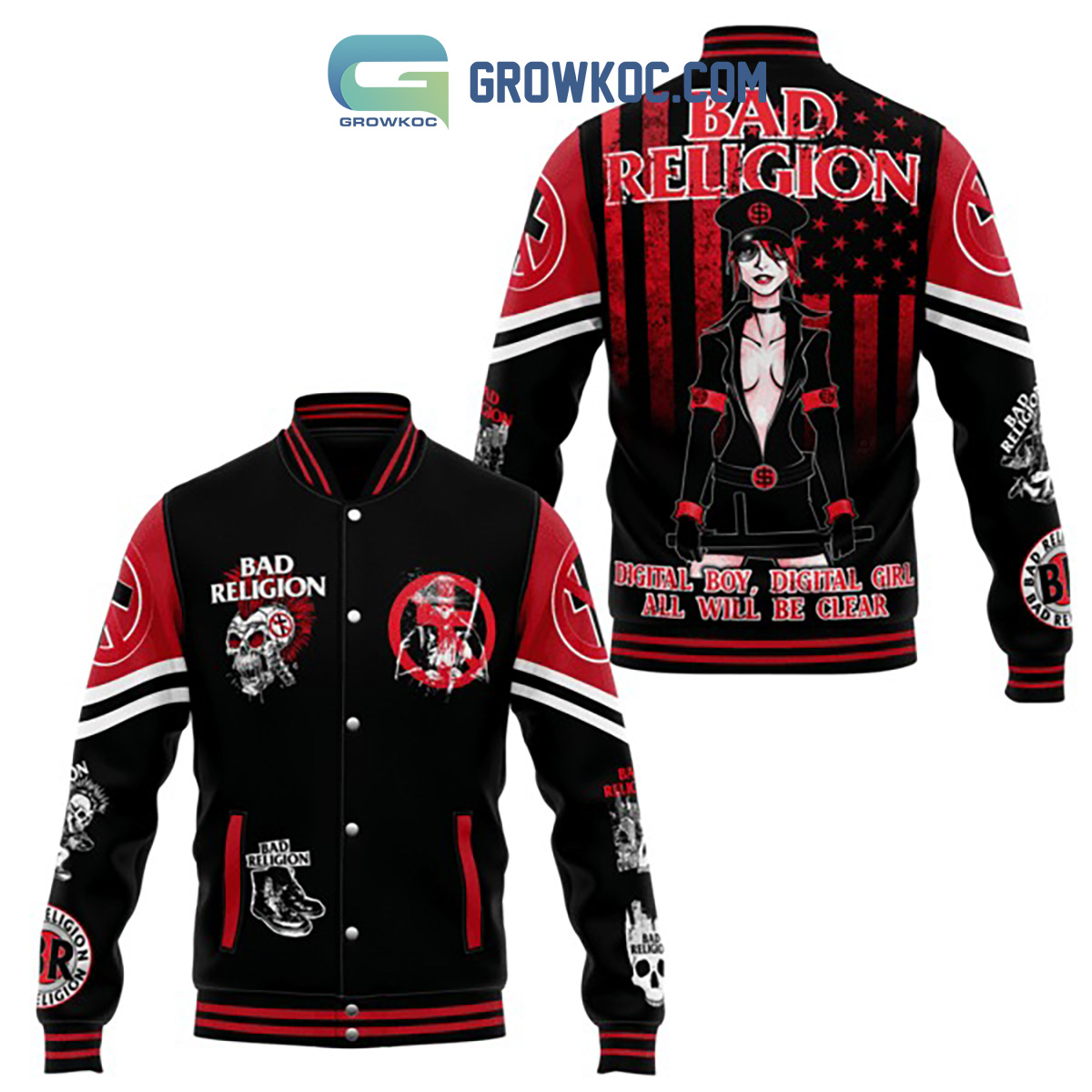 Bad Religion Digital Boy Digital Girl All Will Be Clear Baseball Jacket2B1 i8Uoa